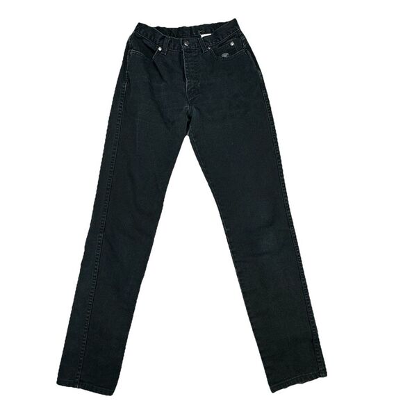 Vtg USA Harley Davidson Black Jeans Denim Women's Size 2 Long Classic Fit 24x33 - Picture 2 of 16